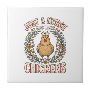 Nurse Who Loves Chickens Vintage Shirt Design_1 Ceramic Tile