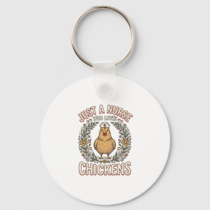 Nurse Who Loves Chickens Vintage Shirt Design_1 Key Ring