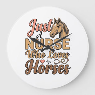 Nurse Who Loves Horses Vintage Engraving Shirt Des Large Clock
