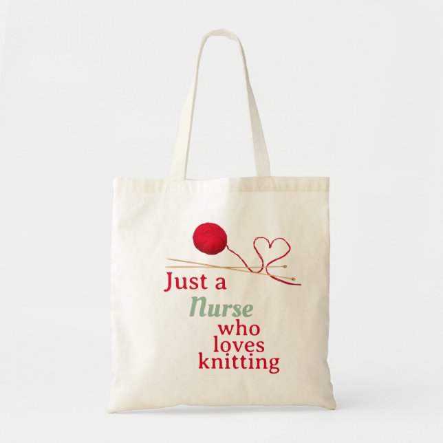 Nurse Who Loves Knitting Yarn Heart Design Tote Bag (Front)