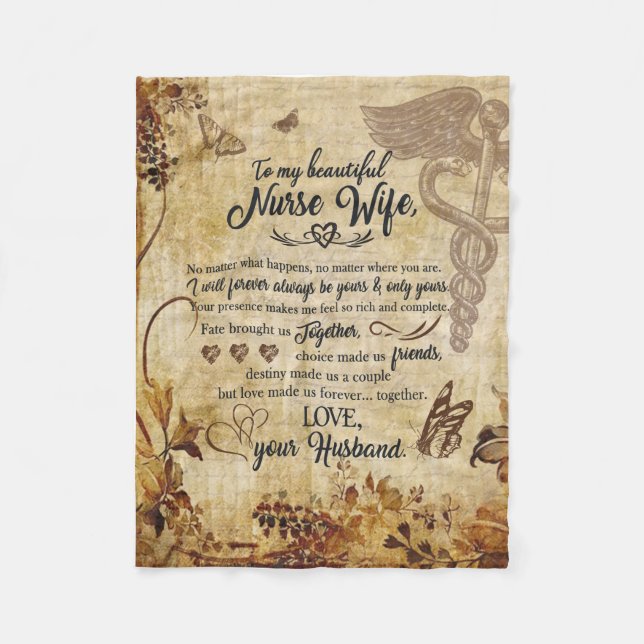 Nurse Wife Gifts | Letter To My Beautiful Wife Fleece Blanket (Front)