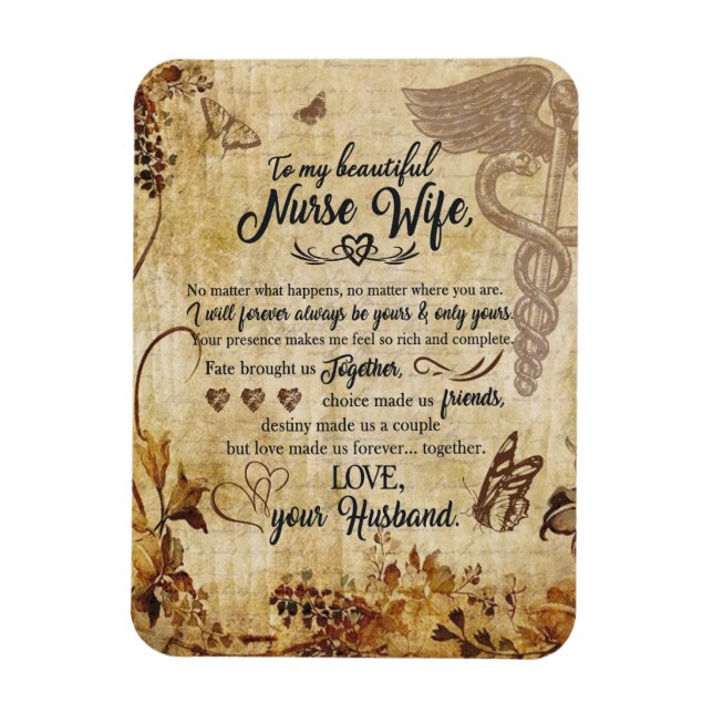 Nurse Wife Gifts | Letter To My Beautiful Wife Magnet (Vertical)