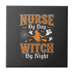 Nurse Witch Halloween Design (2) Ceramic Tile