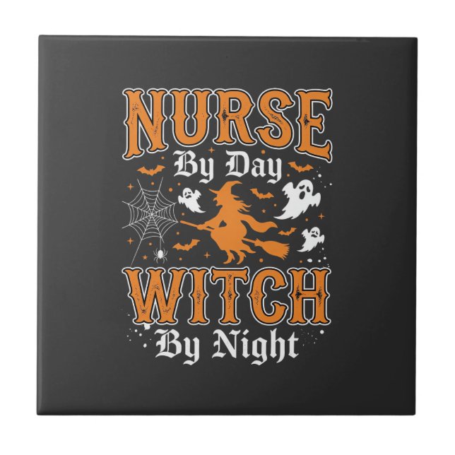 Nurse Witch Halloween Design (2) Ceramic Tile (Front)