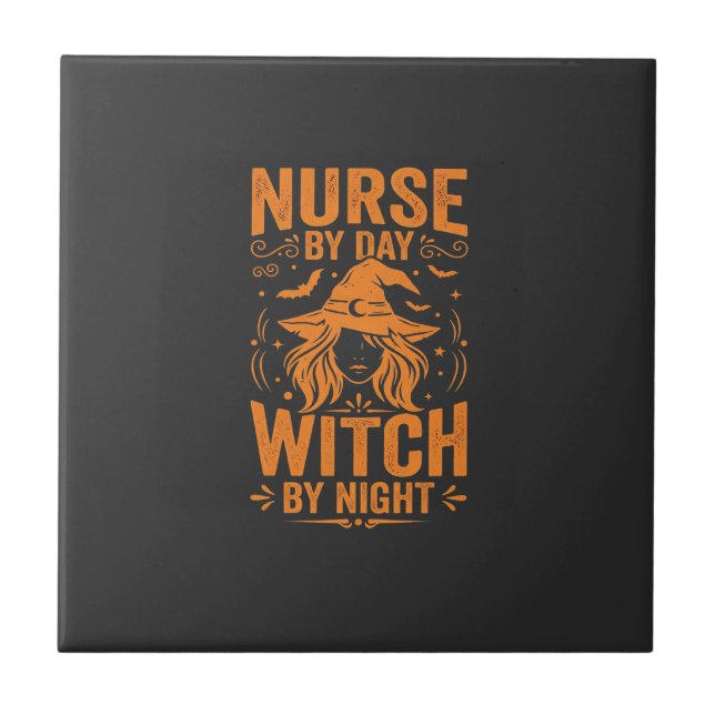 Nurse Witch Halloween Design Ceramic Tile (Front)