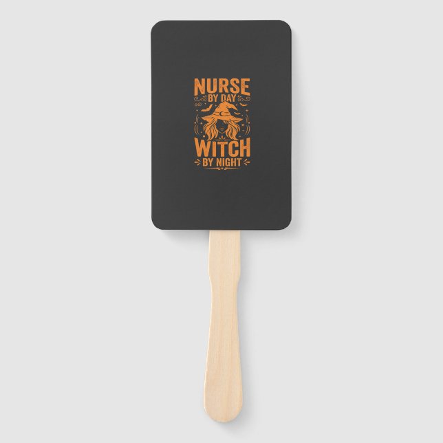 Nurse Witch Halloween Design Hand Fan (Front)
