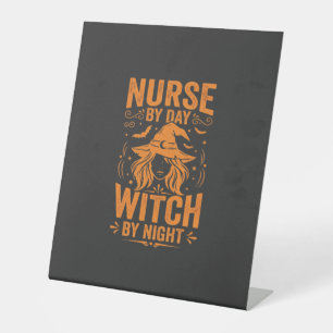 Nurse Witch Halloween Design Pedestal Sign