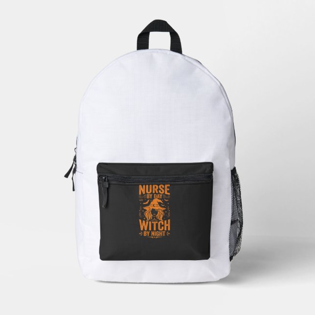 Nurse Witch Halloween Design Printed Backpack (Front)