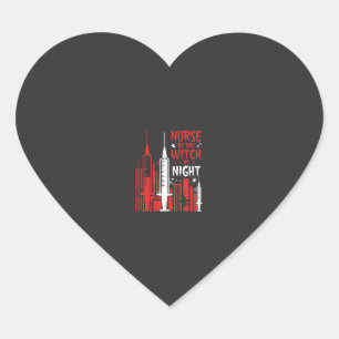 Nurse Witch Halloween Skyline Design_1 Heart Sticker