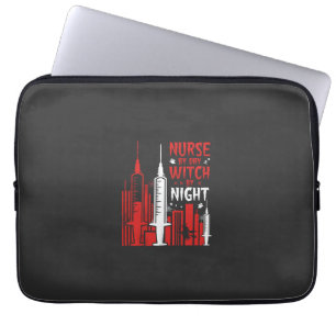 Nurse Witch Halloween Skyline Design_1 Laptop Sleeve