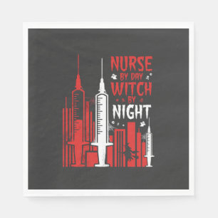Nurse Witch Halloween Skyline Design_1 Napkin