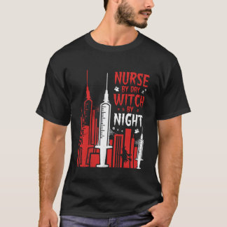 Nurse Witch Halloween Skyline Design_1 T-Shirt