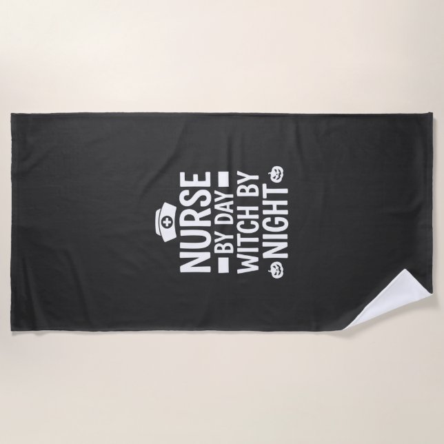 Nurse Witch Halloween Vector Design_1 Beach Towel (Front)