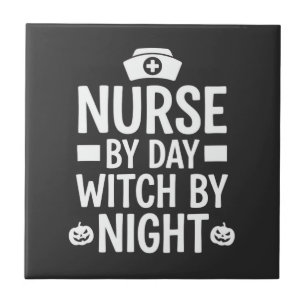 Nurse Witch Halloween Vector Design_1 Ceramic Tile
