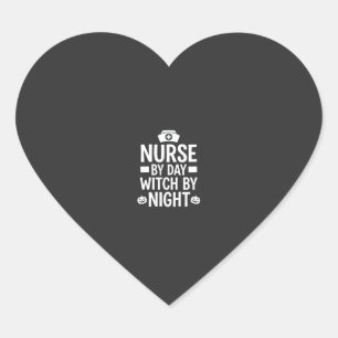 Nurse Witch Halloween Vector Design_1 Heart Sticker