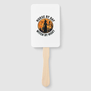 Nurse Witch Halloween Vintage Spooky Shift Design Hand Fan