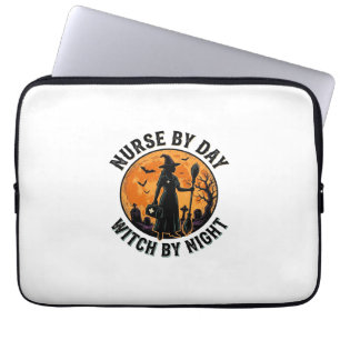 Nurse Witch Halloween Vintage Spooky Shift Design Laptop Sleeve