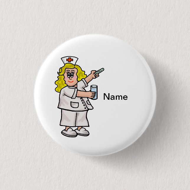 Nurse with Big Pill Customisable Button (Front)