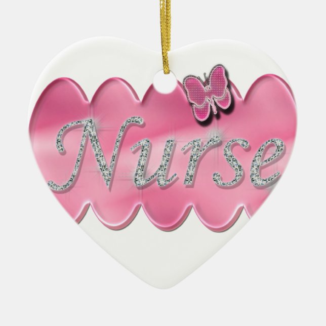 Nurse With Butterfly Ceramic Tree Decoration (Front)