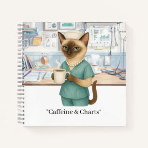 Nurse with coffee and YOUR OWN TEXT Notebook