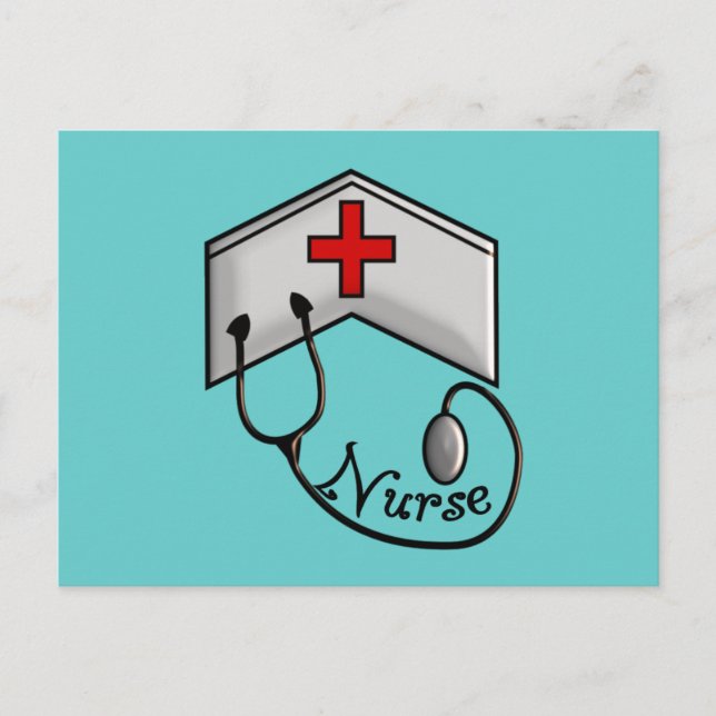 Nurse with EMBOSSED CAP & STETHOSCOPE Postcard (Front)