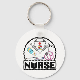 Nurse With Equipment Design Key Ring