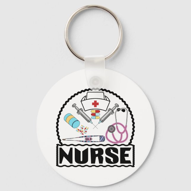 Nurse With Equipment Design Key Ring (Front)