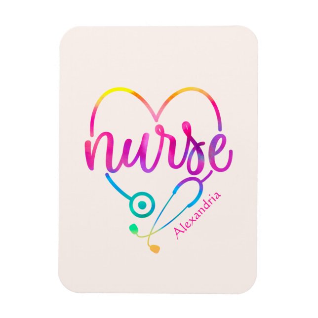 "Nurse" with Heart-Shaped Stethoscope Magnet (Vertical)