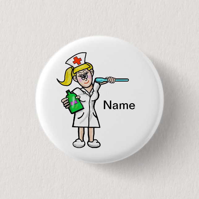 Nurse With Liquid Medicine Customisable Button (Front)