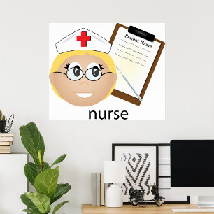 Nurse With Medical Records Poster