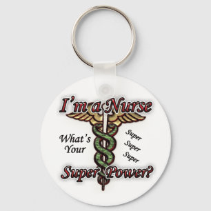 Nurse With Super Power Key Ring