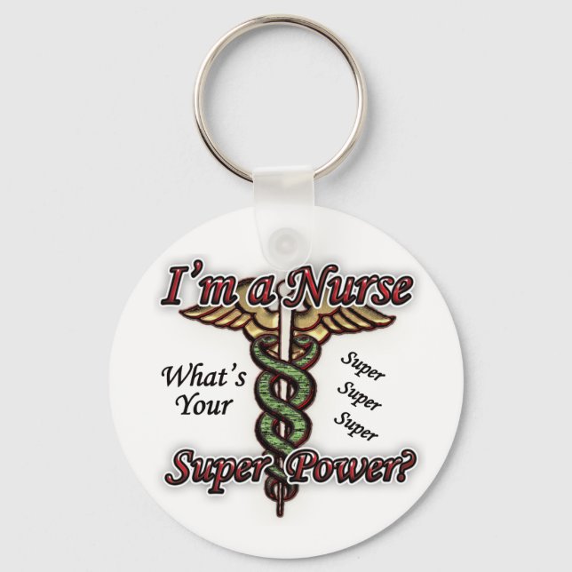 Nurse With Super Power Key Ring (Front)