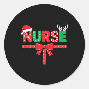 Nurse Xmas Rn Lpn Cna Women Christmas Classic Round Sticker
