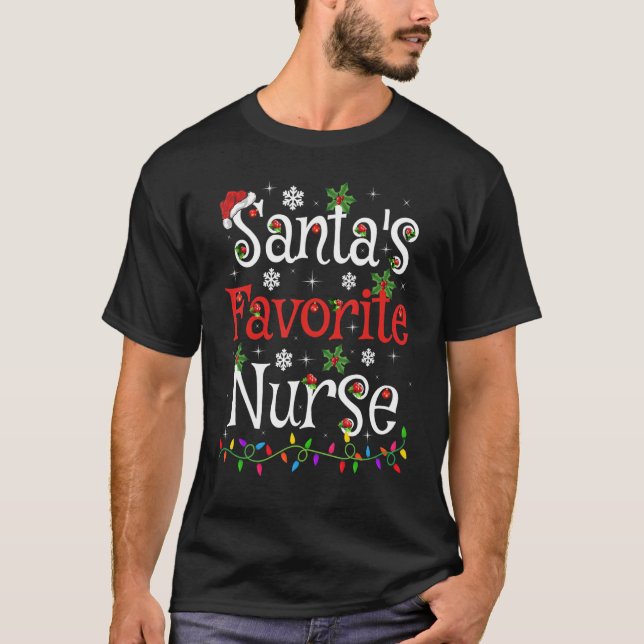 Nurse Xmas  Santa's Favourite Nurse Christmas T-Shirt (Front)