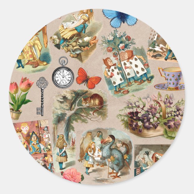  Nursery Alice Colourful 1800s Classic Wonderland  Classic Round Sticker (Front)