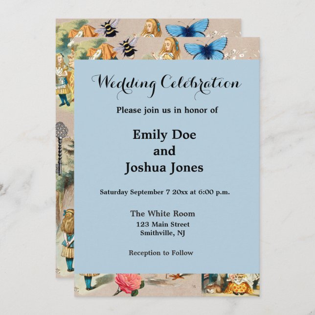  Nursery Alice Colourful 1800s Classic Wonderland  Invitation (Front/Back)