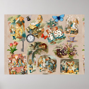 Nursery Alice Colourful 1800s Classic Wonderland Poster