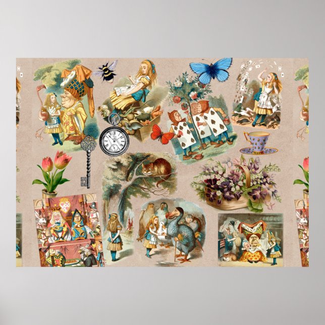  Nursery Alice Colourful 1800s Classic Wonderland  Poster (Front)