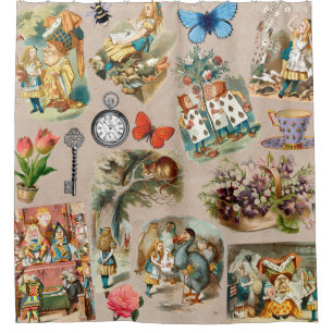 Nursery Alice Colourful 1800s Classic Wonderland Shower Curtain