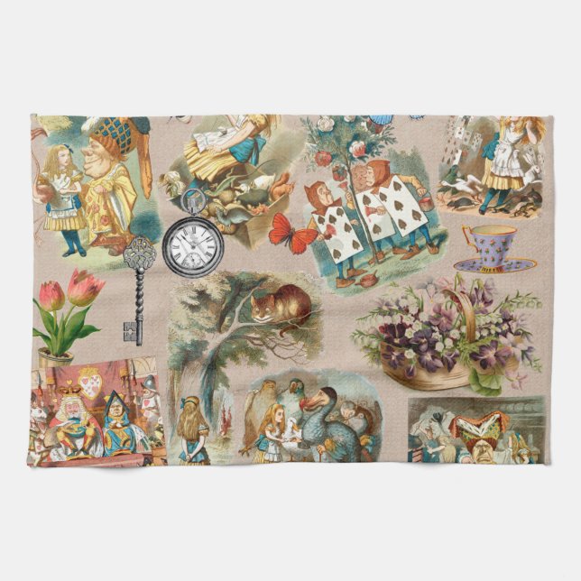  Nursery Alice Colourful 1800s Classic Wonderland  Tea Towel (Horizontal)