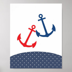 Nursery anchor illustration for nautical themes poster