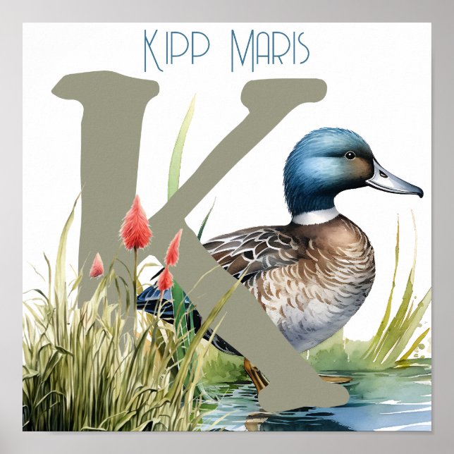 Nursery Art Duck Letter K Poster (Front)
