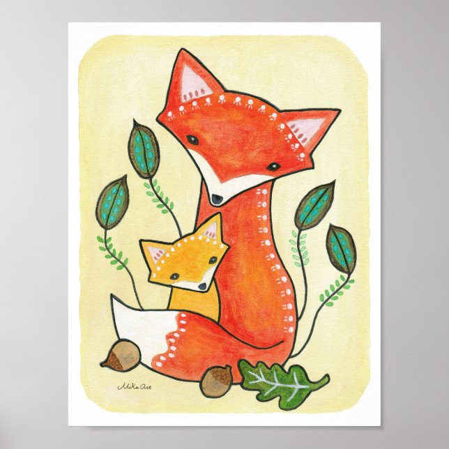 Nursery art Print Fox Print Woodland Nursery Decor (Front)