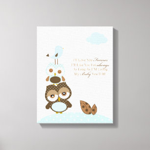Nursery baby boy art- I will love you forever Canvas Print