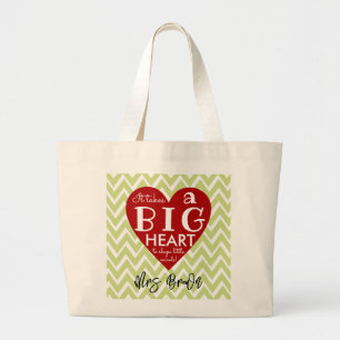 Nursery big red heart teacher  Thank you teacher Large Tote Bag