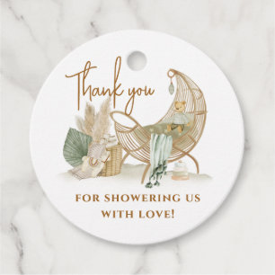 Nursery Boho Modern Greenery Baby Shower Thank Favour Tags