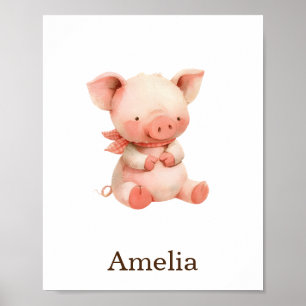 Nursery Decor Toy Animal Pink Pig Gender Neutral
