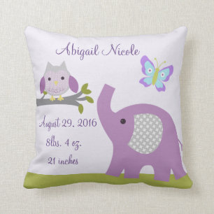 Nursery Dreamland Owl/Elephant Pillow Keepsake