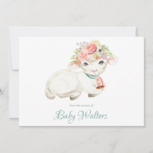 Nursery Farm Animal Monogram Baby Shower Thank You Card