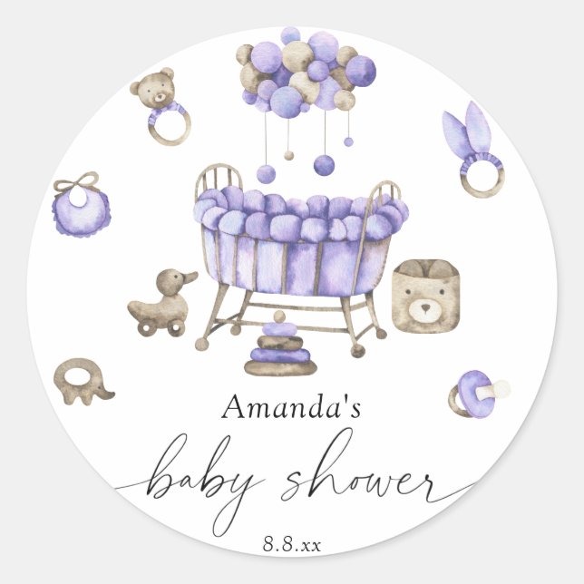 Nursery gender neutral Baby shower Classic Round Sticker (Front)